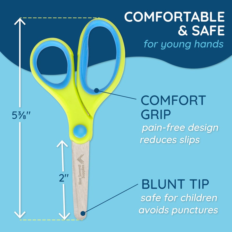 Blue Summit Supplies 12 Pack Kids Scissors, Safety Children Scissors for School, Students, & Classrooms, Comfort Grip, Blunt Tip, Assorted Colors (Orange, Blue, Pink) - Image 2